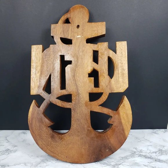 Handcarved Wood US Navy Chief Wall Decor Vintage - Picture 6 of 7